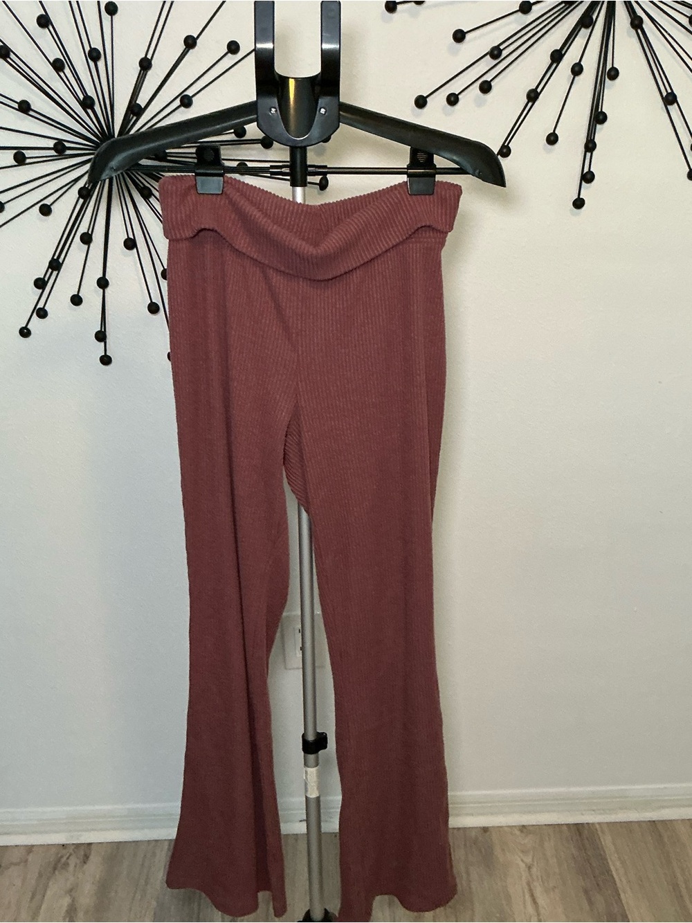 Wild Fable Ribbed Foldover Flare Pants Mauve Pink Size Medium Y2K